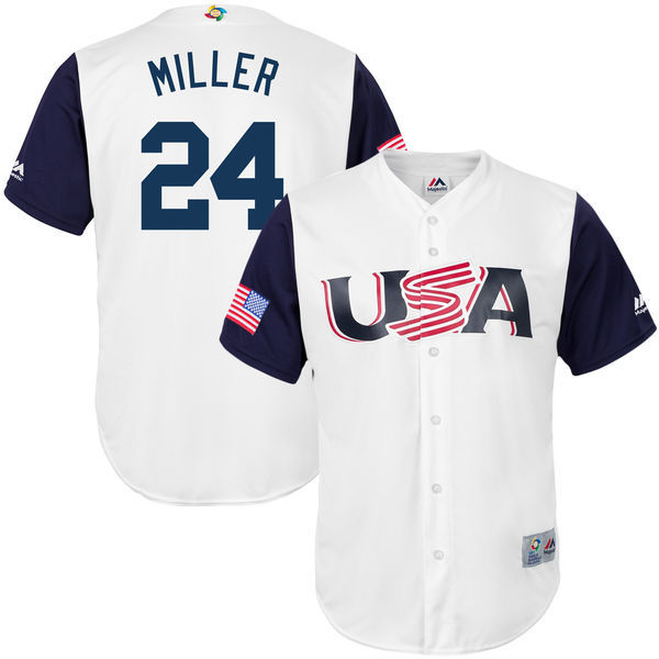customized Men USA Baseball #24  Andrew Miller White 2017 World Baseball Classic Replica Jersey->->MLB Jersey